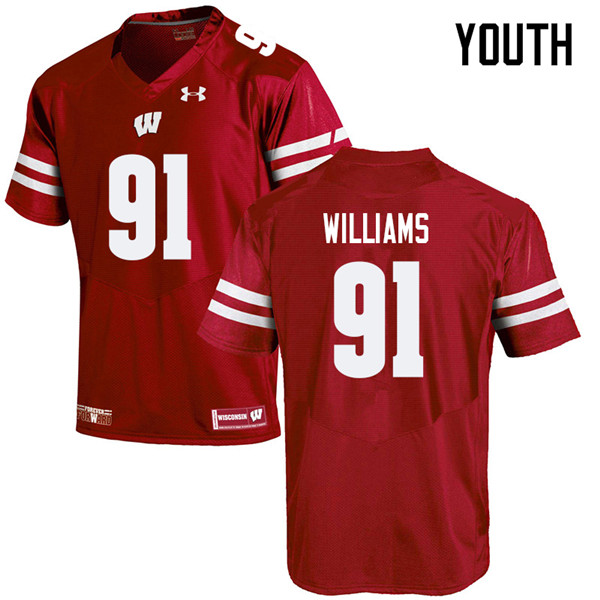Youth #91 Bryson Williams Wisconsin Badgers College Football Jerseys Sale-Red